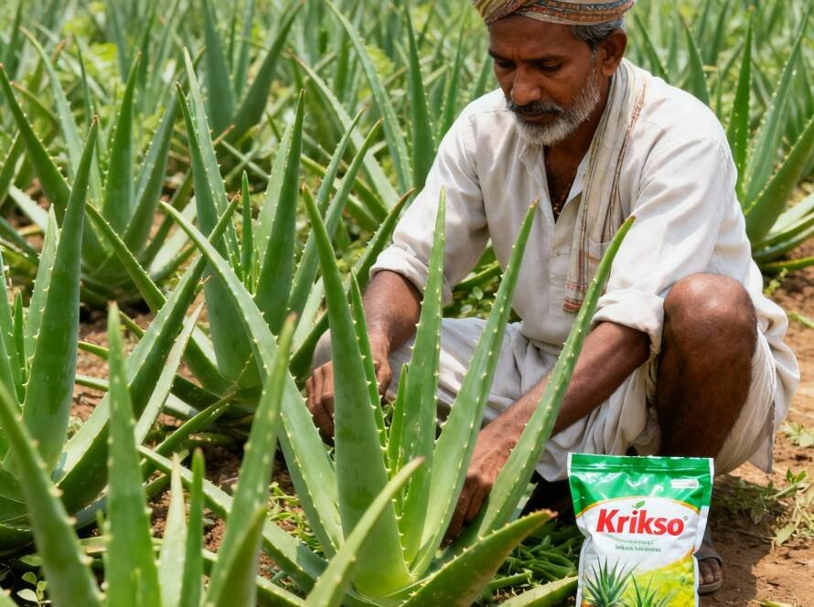 Aloe Vera plantation with healthy, mature leaves ready for harvest