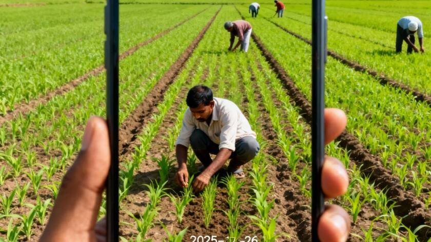Farmers sowing Kharif crops in fields during monsoon season